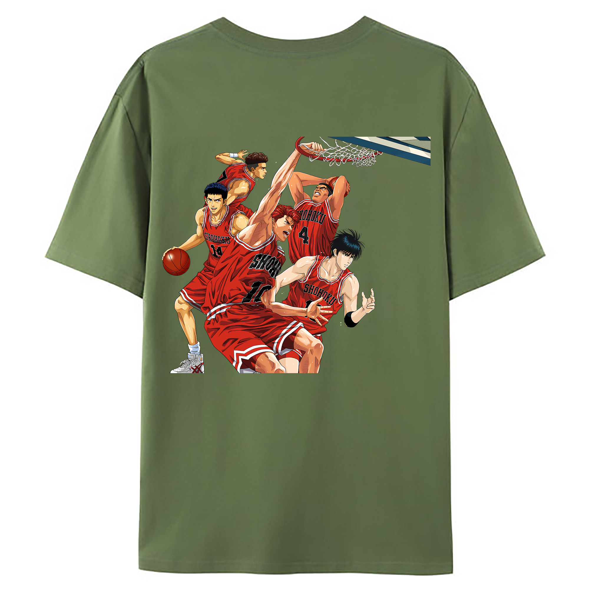 （画像用） SLAM DUNK／スラムダンク 綿100％ メンズ半袖Tシャツ（バックプリント） 通気性